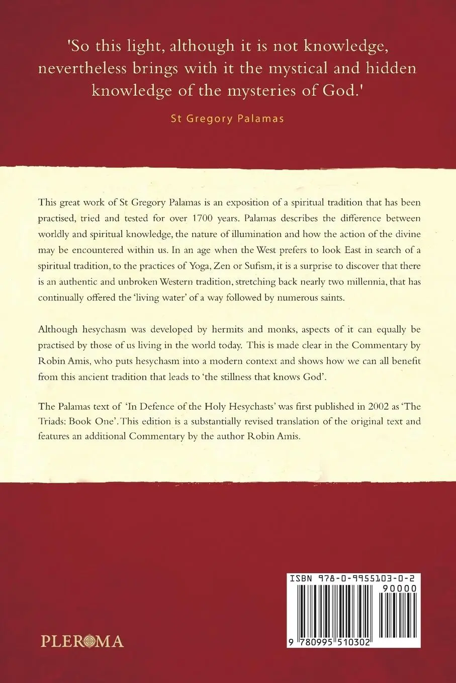 Rückseite: 9780995510302 | Holy Hesychia | The Stillness that Knows God | Gregory Palamas | Buch