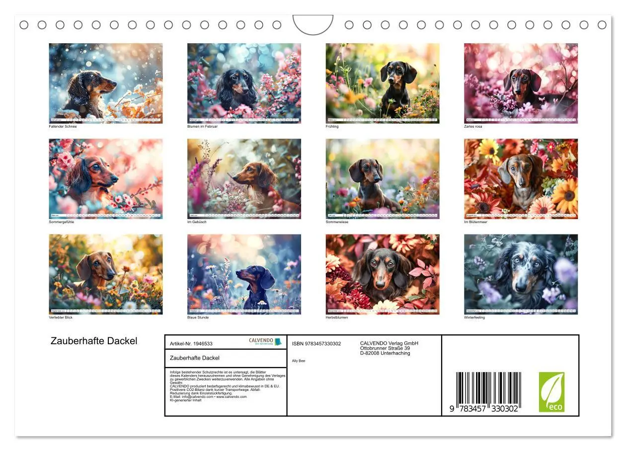 Bild: 9783457330302 | Zauberhafte Dackel (Wandkalender 2026 DIN A4 quer), CALVENDO...