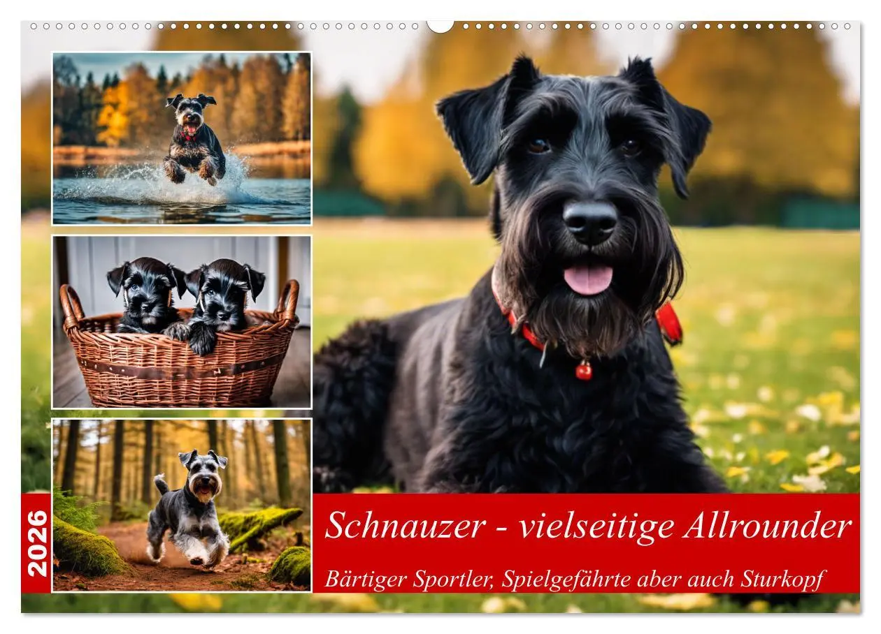 Cover: 9783457400302 | Schnauzer - vielseitige Allrounder (Wandkalender 2026 DIN A2 quer),...