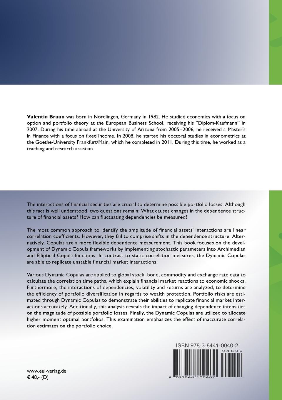 Rückseite: 9783844100402 | Dynamic Copulas for Finance | Valentin Braun | Taschenbuch | 176 S.