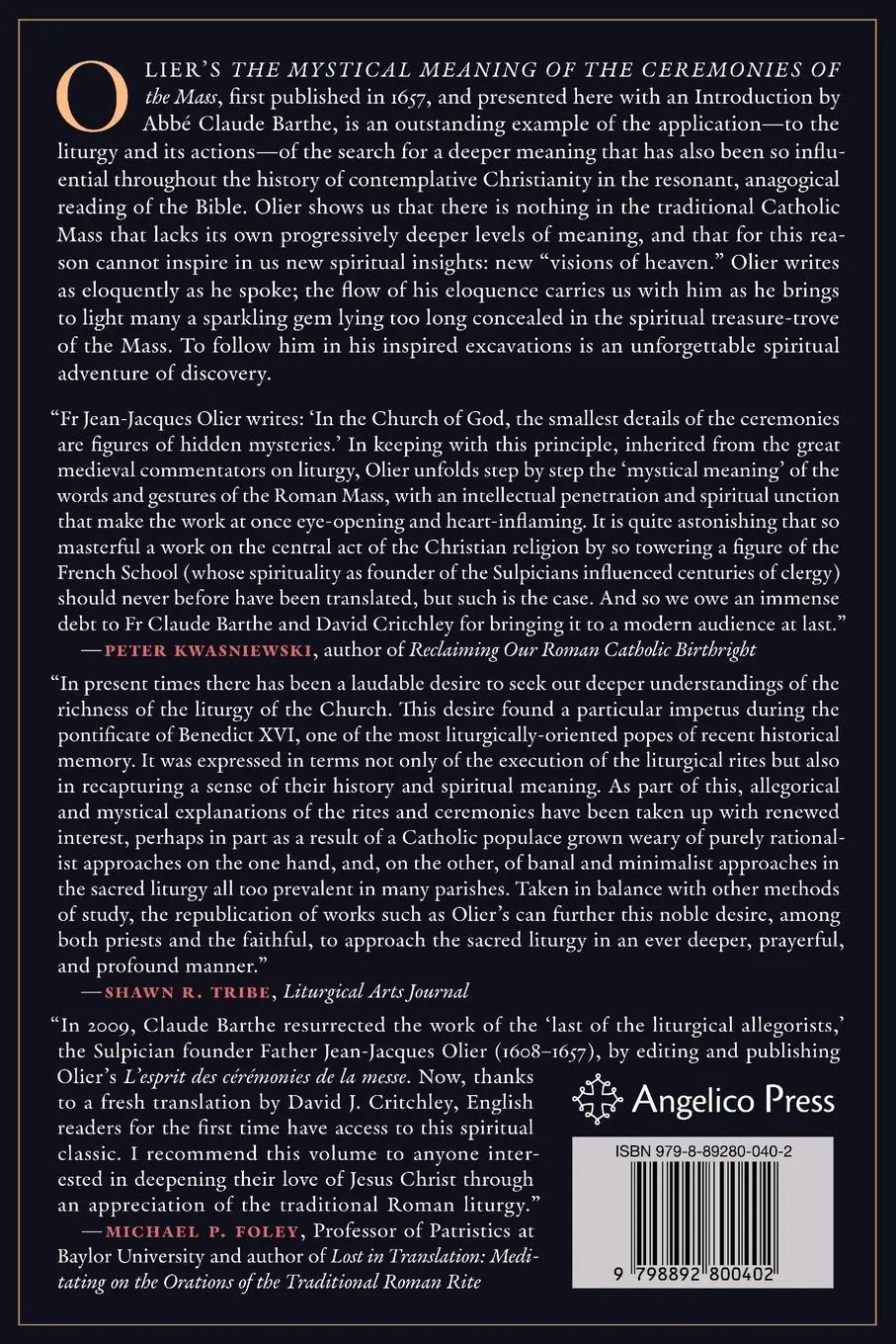 Rückseite: 9798892800402 | The Mystical Meaning of the Ceremonies of the Mass | Olier | Buch