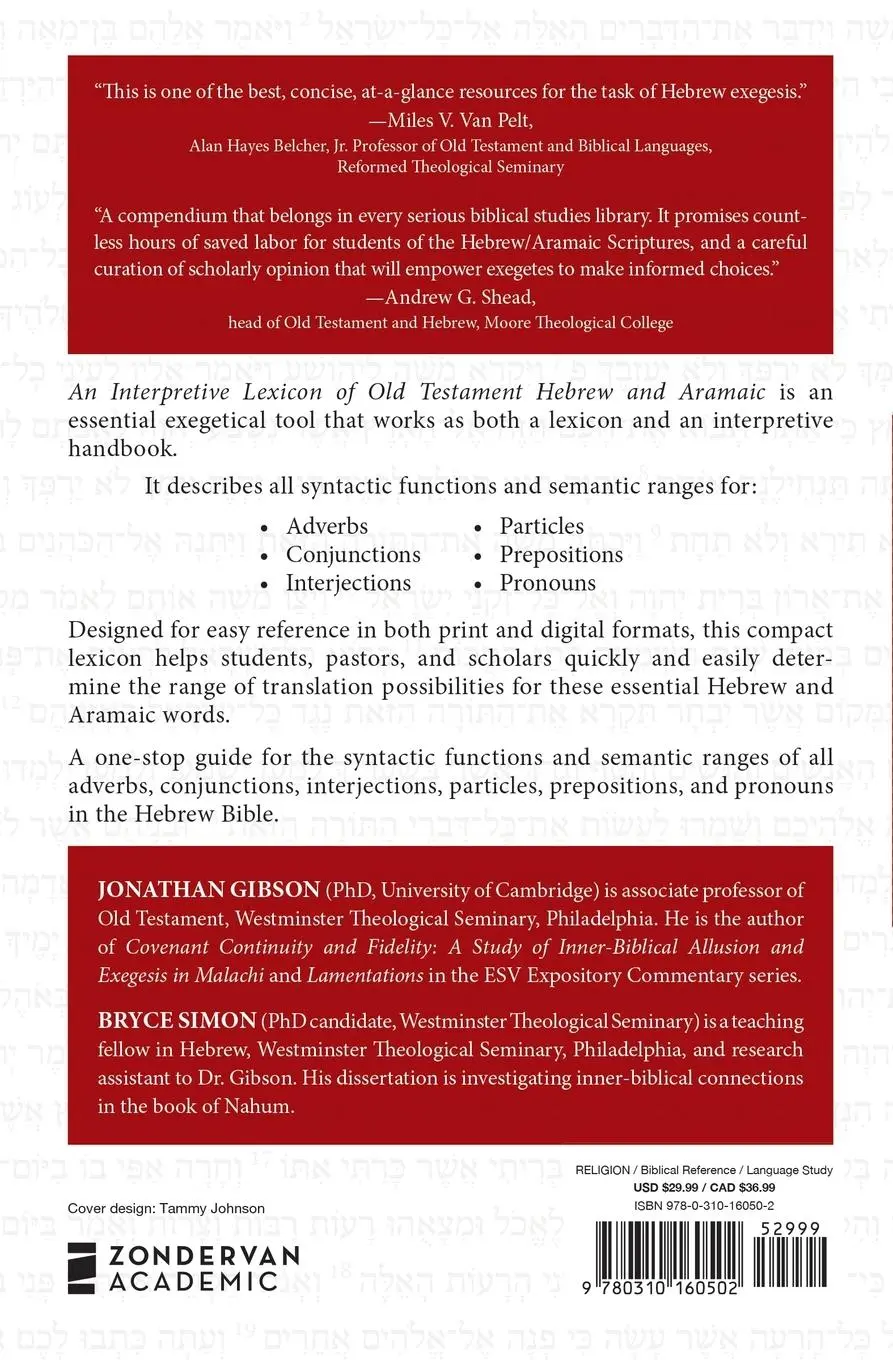 Rückseite: 9780310160502 | An Interpretive Lexicon of Old Testament Hebrew and Aramaic | Buch