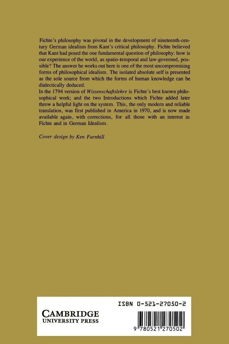 Rückseite: 9780521270502 | The Science of Knowledge | With the First and Second Introductions