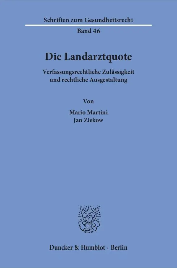 Cover: 9783428150502 | Die Landarztquote. | Mario/Ziekow, Jan Martini | Taschenbuch | 224 S.