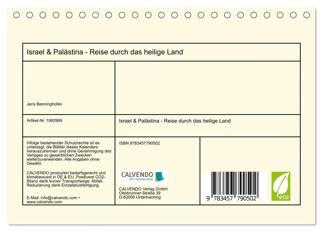 Bild: 9783457790502 | Israel &amp; Palästina - Reise durch das heilige Land (Tischkalender...