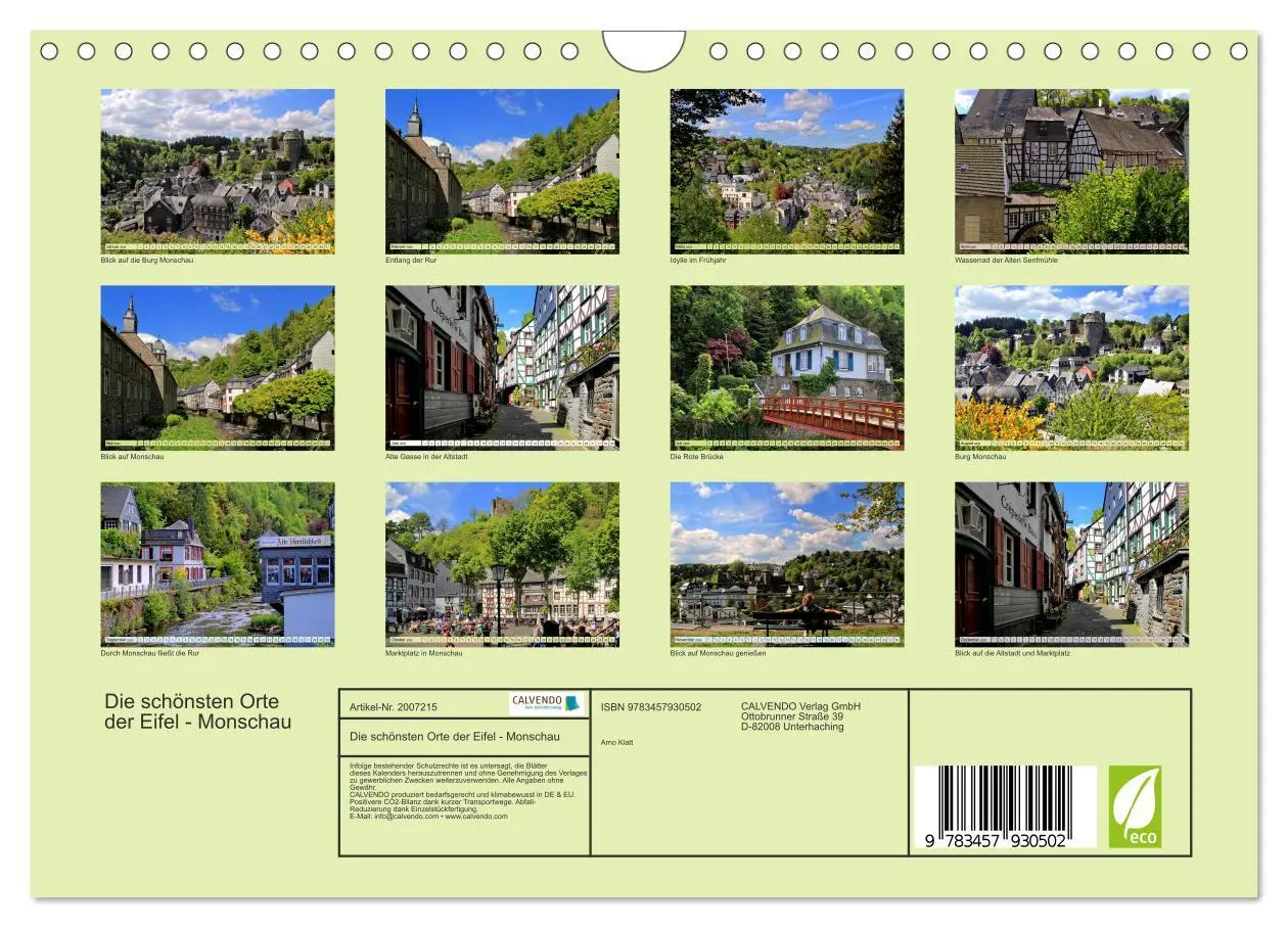 Bild: 9783457930502 | Die schönsten Orte der Eifel - Monschau (Wandkalender 2026 DIN A4...