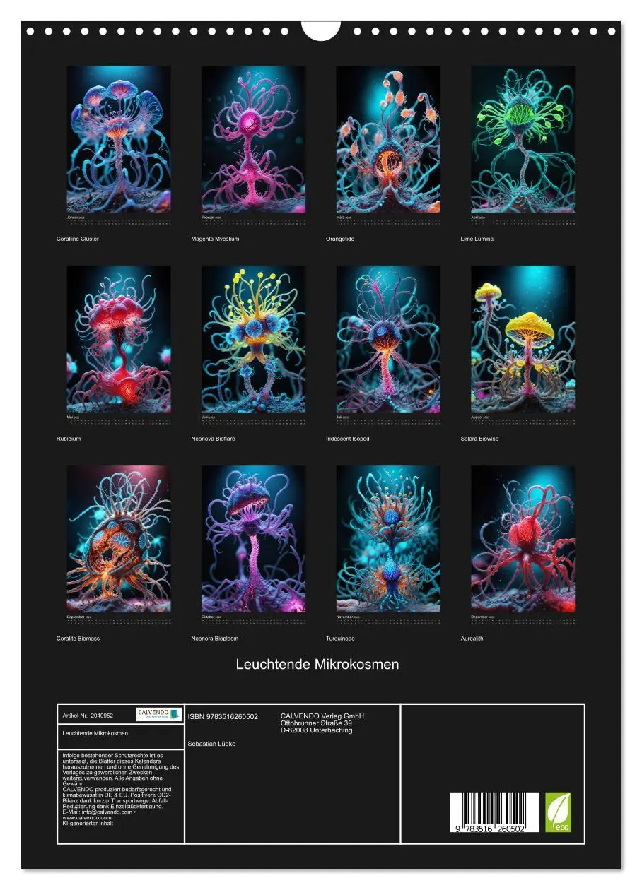 Bild: 9783516260502 | Leuchtende Mikrokosmen (Wandkalender 2026 DIN A3 hoch), CALVENDO...