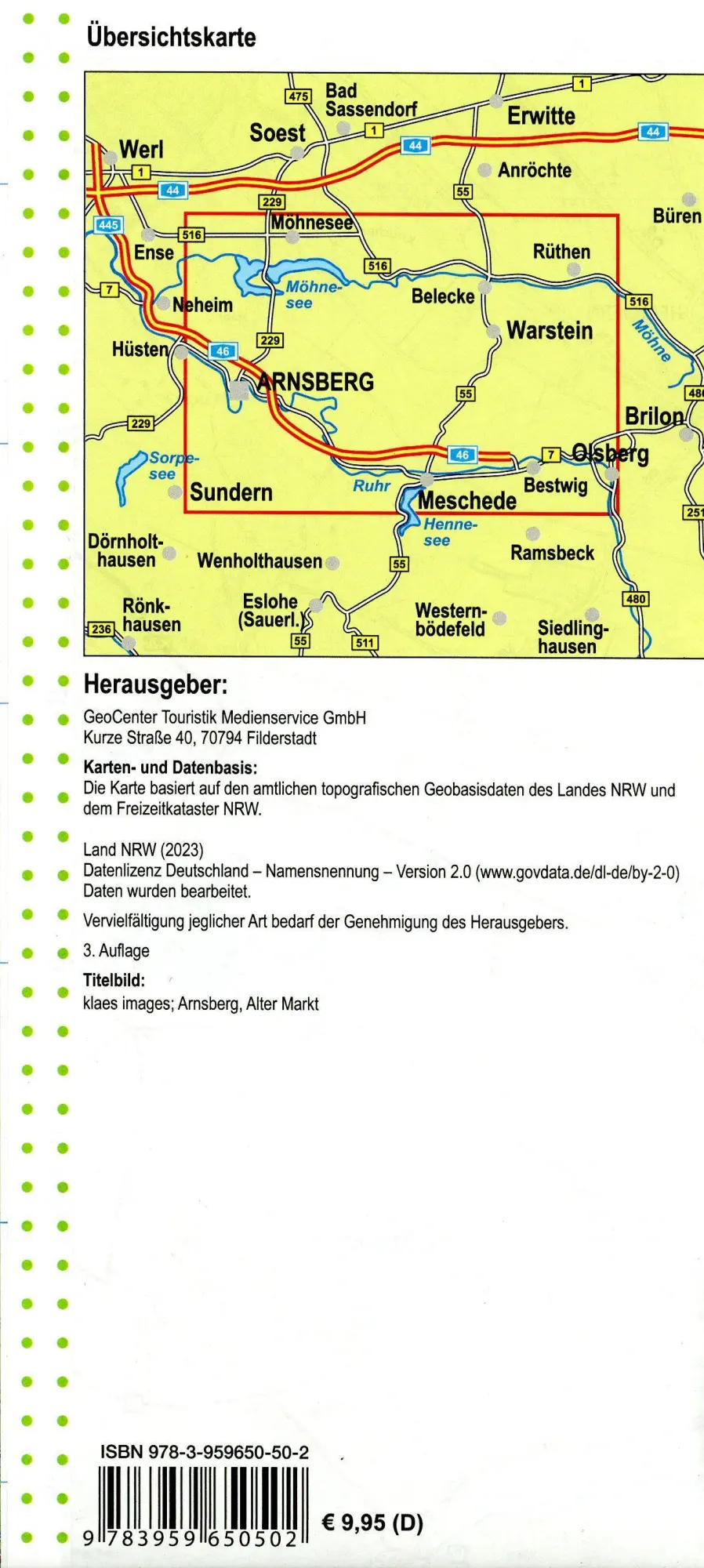 Bild: 9783959650502 | Arnsberg, Meschede, Warstein und Möhnsee Blatt 13, topographische...