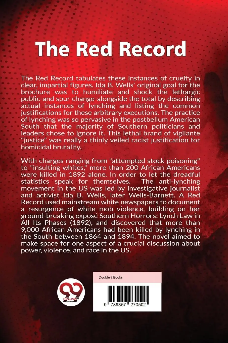 Rückseite: 9789357270502 | The Red Record | Ida B. Wells-Barnett | Taschenbuch | Englisch | 2022