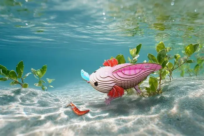 Bild: 9421036940602 | EUGY - 3D Bastelset Axolotl | Kit (Bastelset) | In Karton | 650139