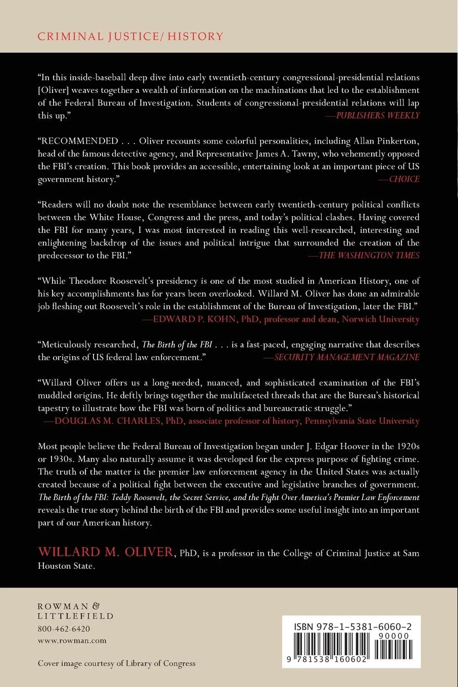 Rückseite: 9781538160602 | Birth of the FBI | Willard M. Oliver | Taschenbuch | Englisch | 2021