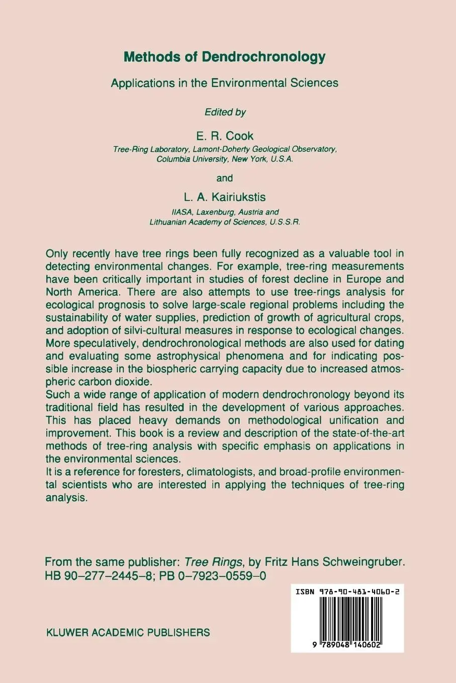 Rückseite: 9789048140602 | Methods of Dendrochronology | L. A. Kairiukstis (u. a.) | Taschenbuch