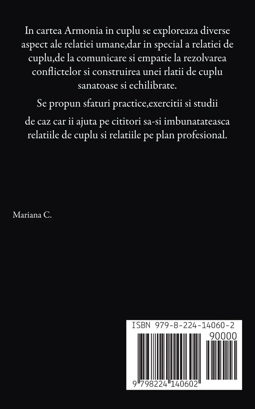 Rückseite: 9798224140602 | Armonia în cuplu | Mariana C | Taschenbuch | Rumänisch | 2024