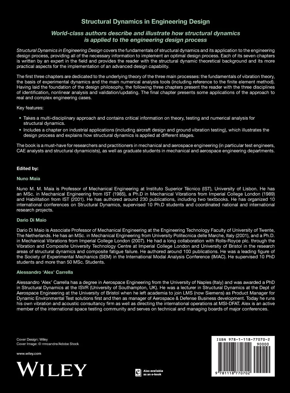 Rückseite: 9781118770702 | Structural Dynamics in Engineering Design | Nuno M M Maia (u. a.)