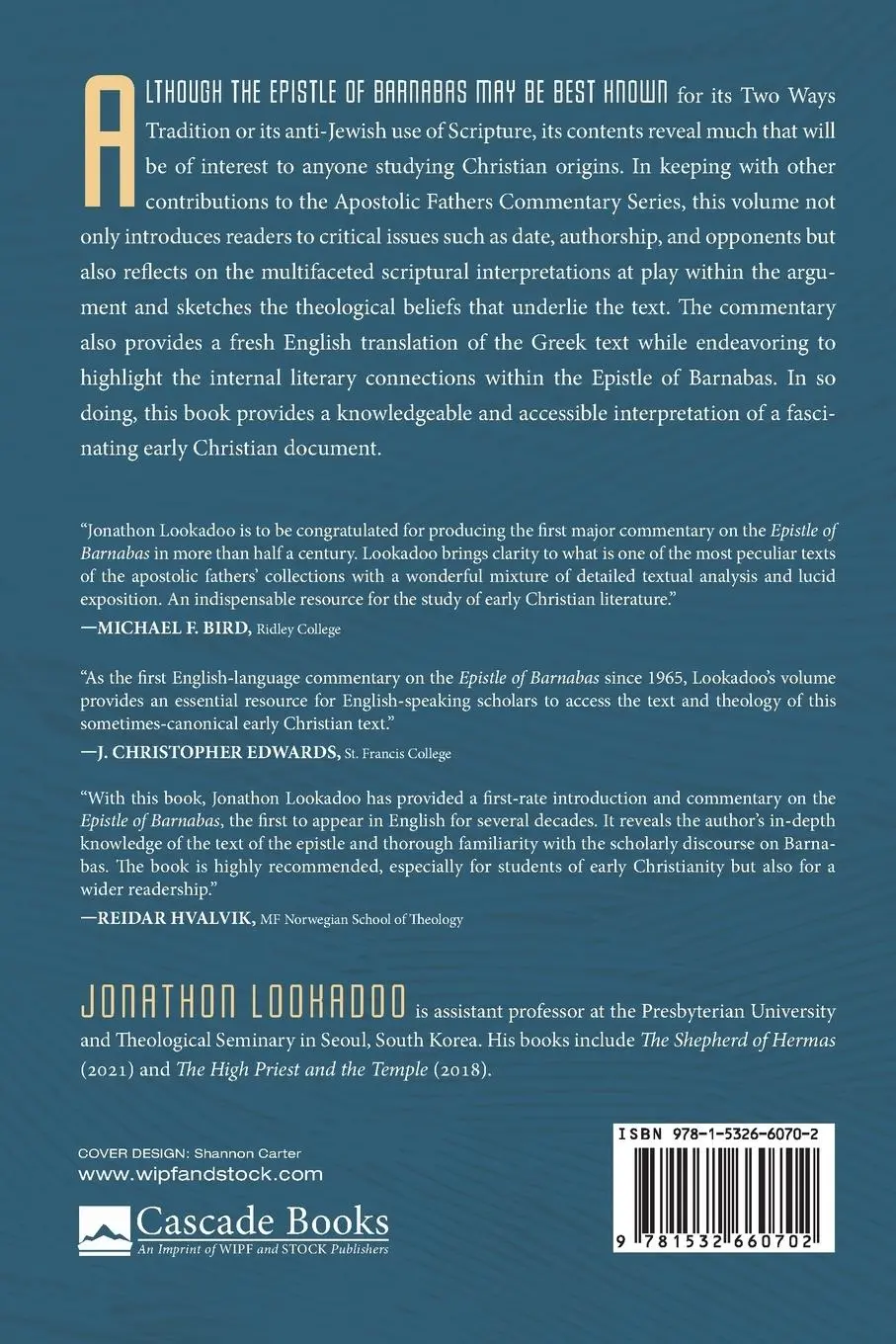 Rückseite: 9781532660702 | The Epistle of Barnabas | Jonathon Lookadoo | Taschenbuch | Englisch