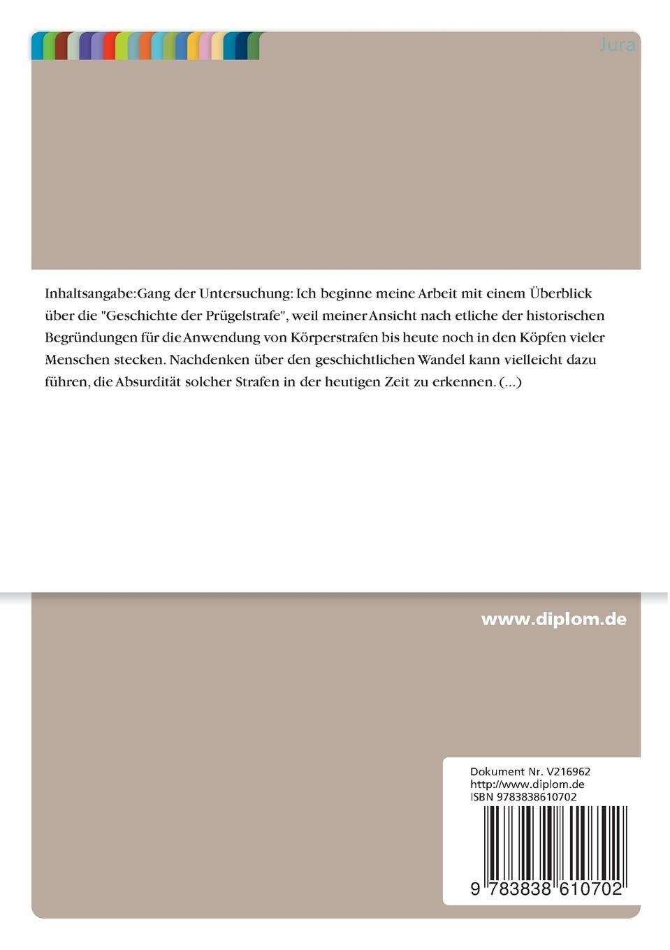 Rückseite: 9783838610702 | Prügelstrafe - Körperliche Züchtigung in Strafvollzug und Erziehung