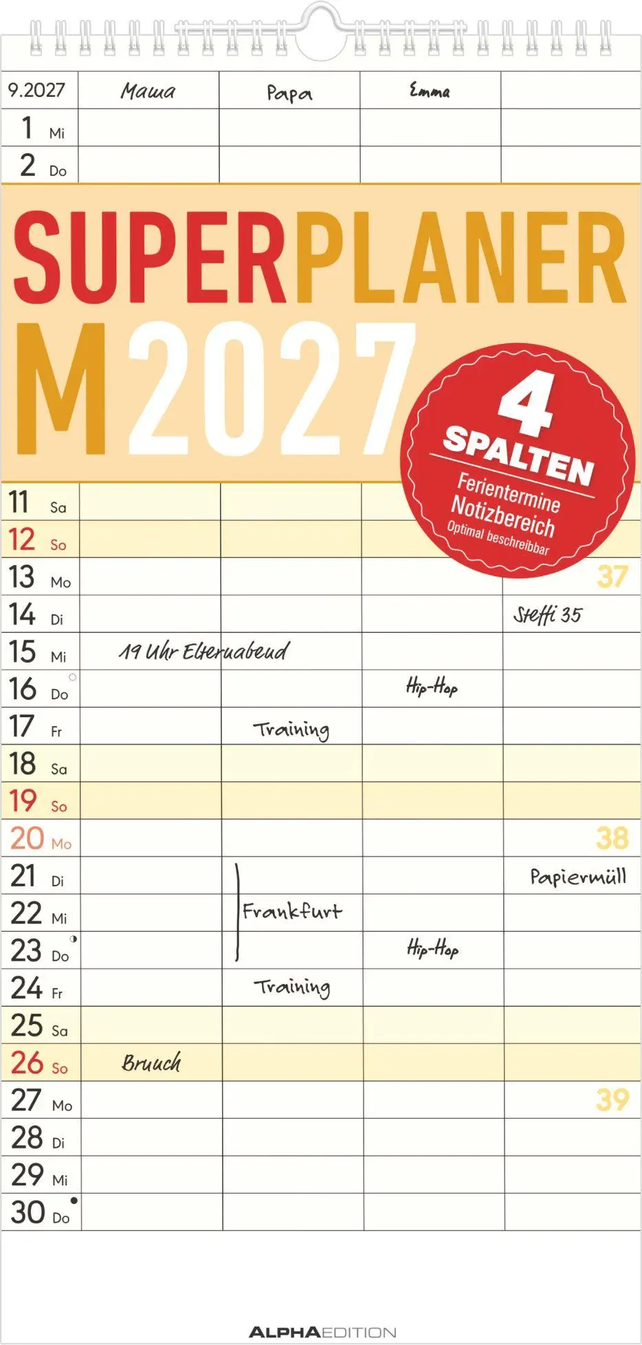 Cover: 4069095010802 | Superplaner M - 4 Spalten 2027 | Neumann Verlage GmbH &amp; Co KG | 14 S.