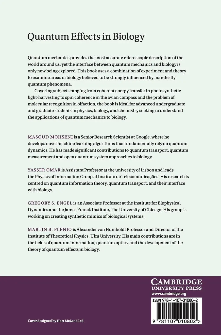 Rückseite: 9781107010802 | Quantum Effects in Biology | Masoud Mohseni (u. a.) | Buch | Englisch