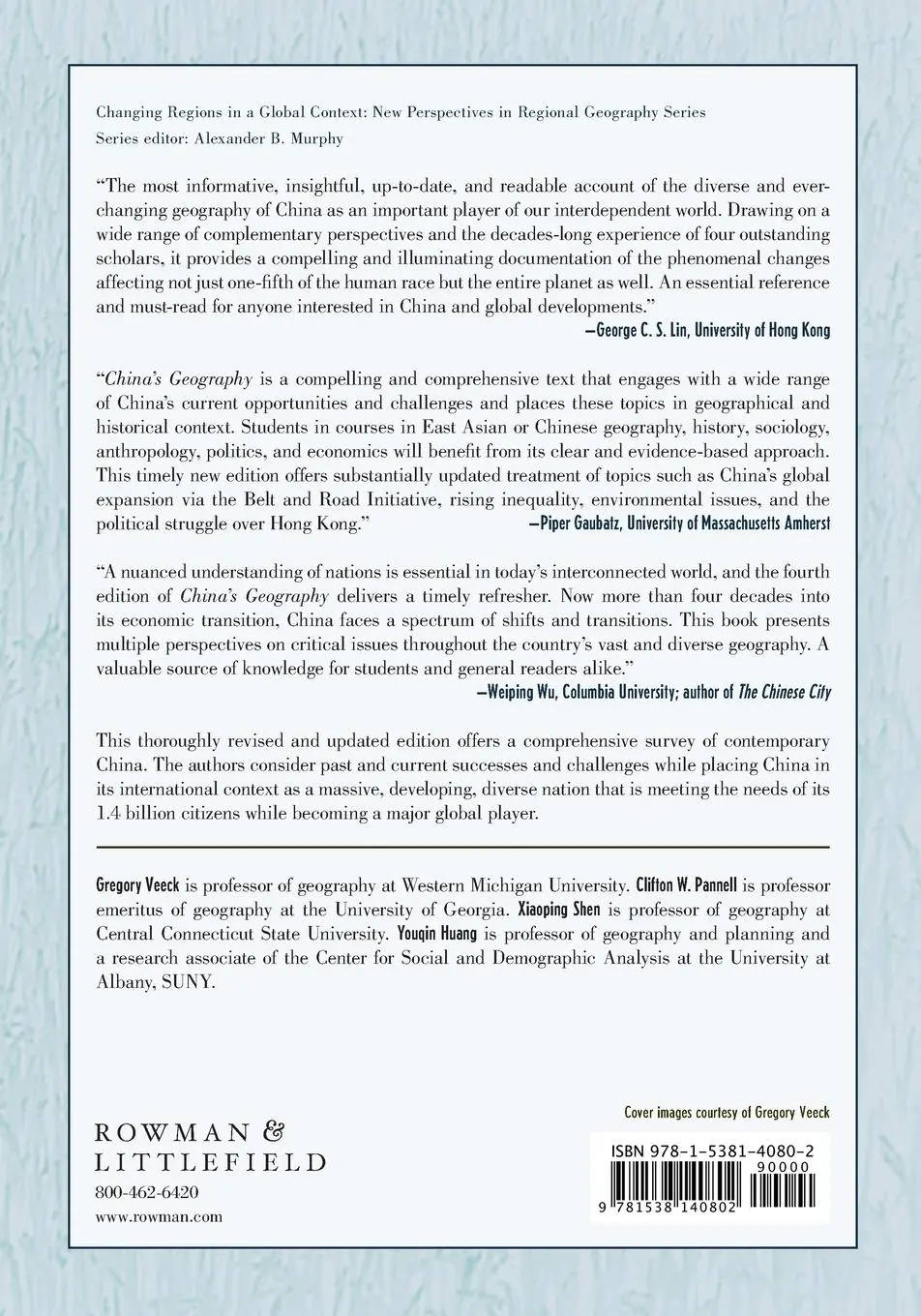 Rückseite: 9781538140802 | China's Geography | Gregory Veeck (u. a.) | Taschenbuch | Englisch