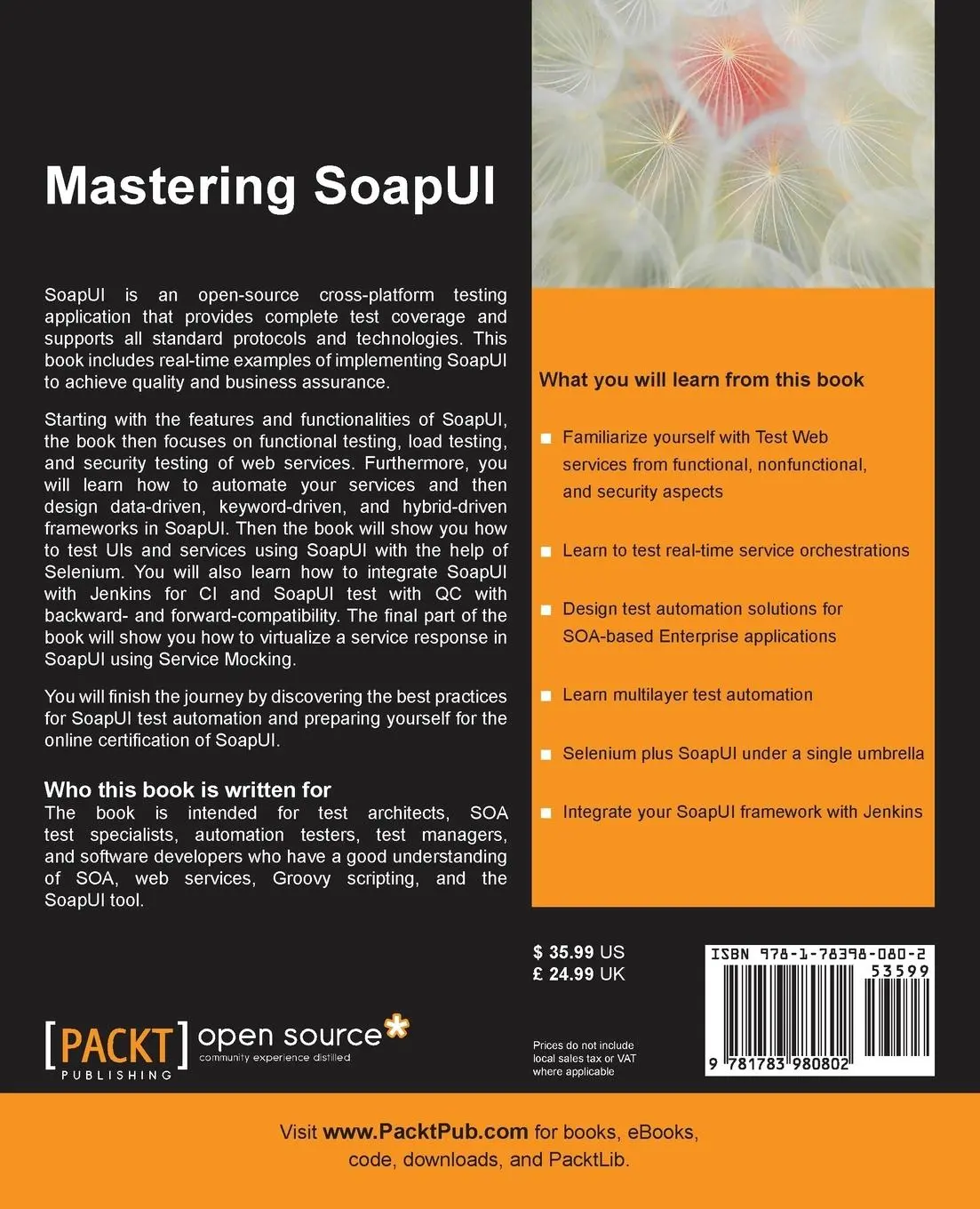 Rückseite: 9781783980802 | Mastering SoapUI | Pranai Nandan | Taschenbuch | Englisch | 2016