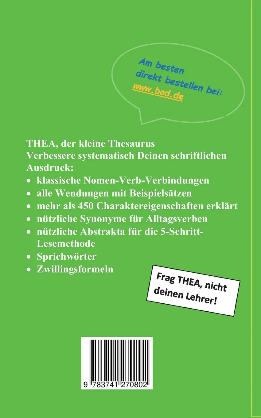 Rückseite: 9783741270802 | Thea der kleine Thesaurus | S. Voelpel | Taschenbuch | 696 S. | 2023
