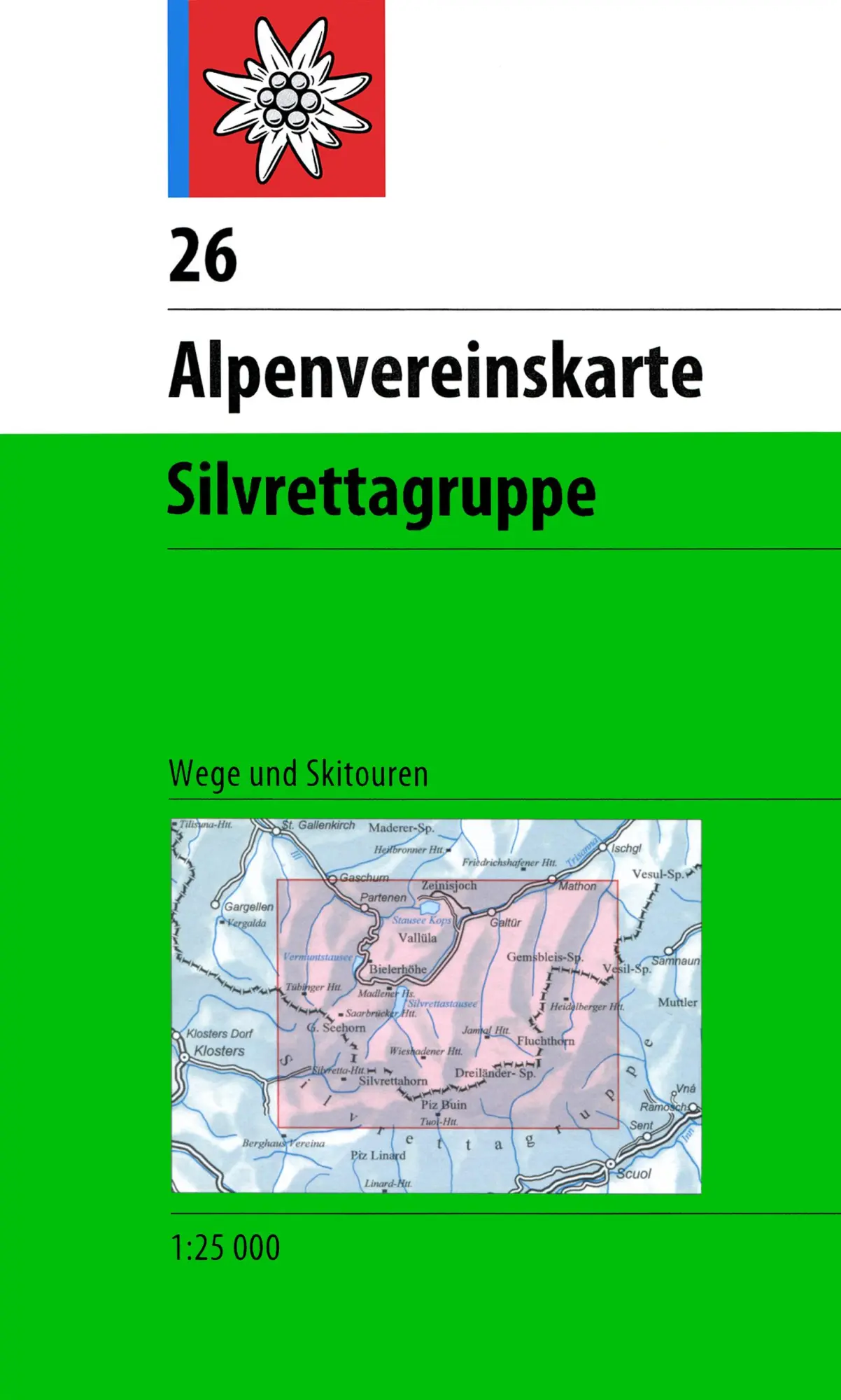 Cover: 9783937530802 | DAV Alpenvereinskarte 26 Silvrettagruppe 1 : 25 000 mit...