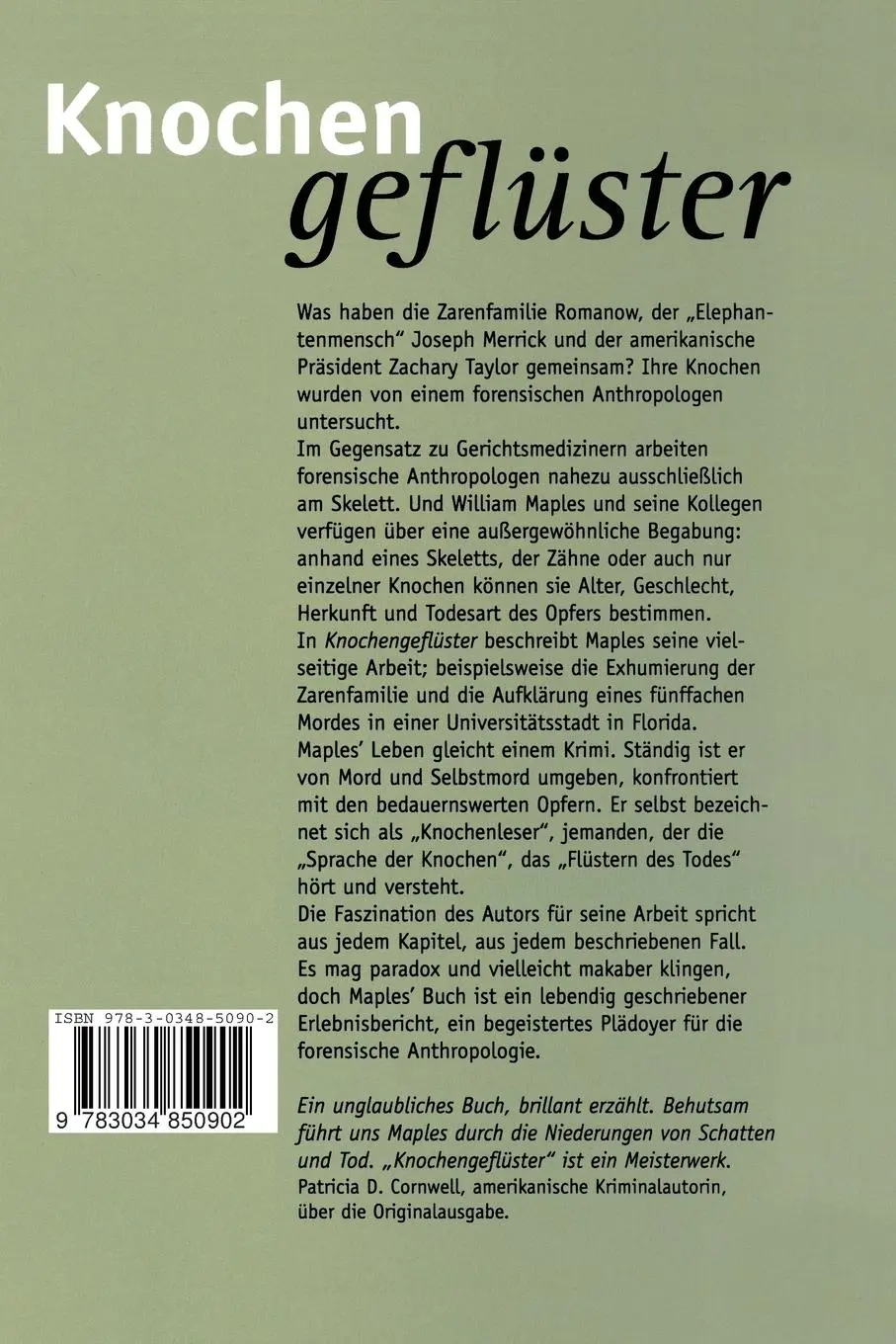 Rückseite: 9783034850902 | Knochengeflüster | Mysteriösen Kriminal- und Todesfällen auf der Spur