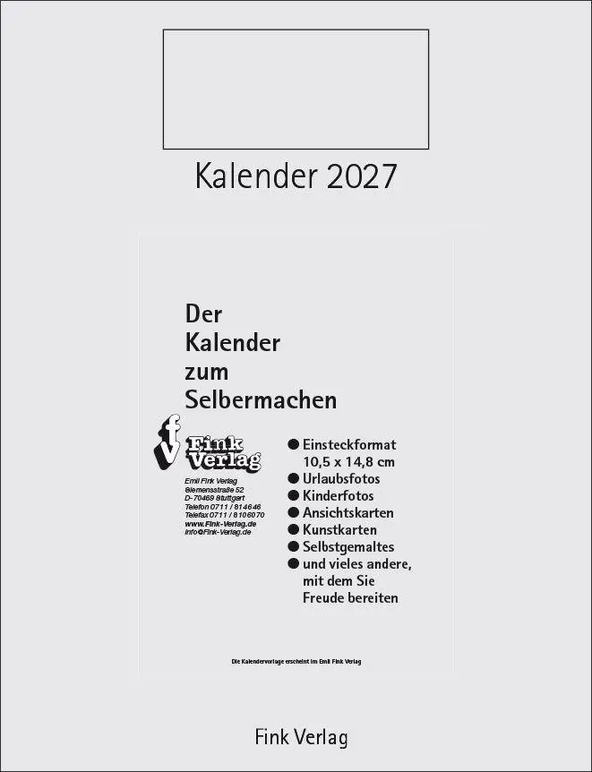 Cover: 9783771720902 | Kalender zum Selbermachen 2027 | Einsteckkalender [Titel Hoch] | 12 S.