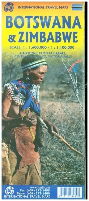 Cover: 9781771291002 | Botswana / Zimbabwe | ITM Travel Reference Map | (Land-)Karte | 2023