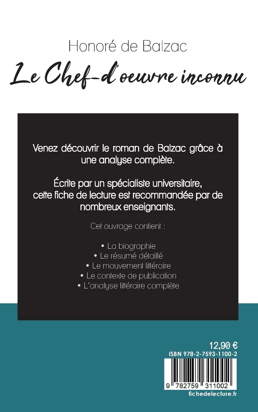 Rückseite: 9782759311002 | Le Chef-d'oeuvre inconnu de Balzac (fiche de lecture et analyse...