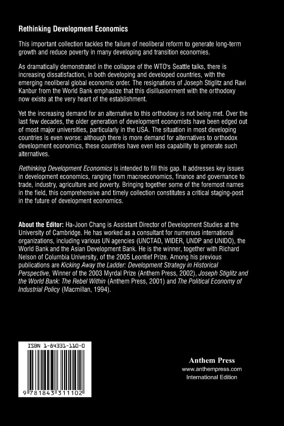 Rückseite: 9781843311102 | Rethinking Development Economics | Ha-Joon Chang | Taschenbuch | 2000