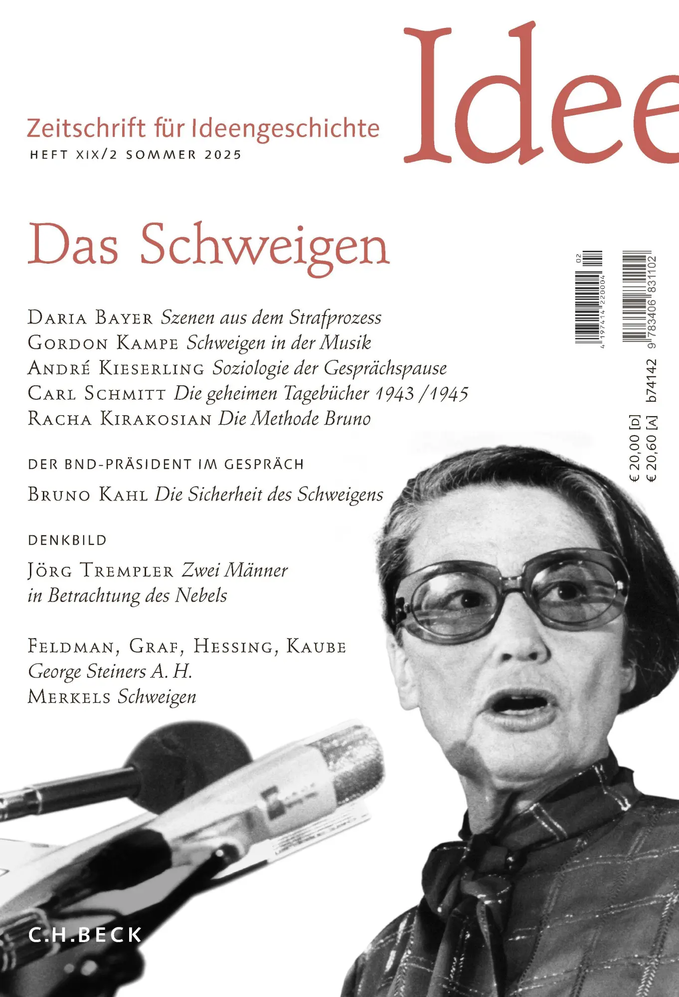 Cover: 9783406831102 | Zeitschrift für Ideengeschichte Heft XIX/2 Sommer 2025 | Das Schweigen