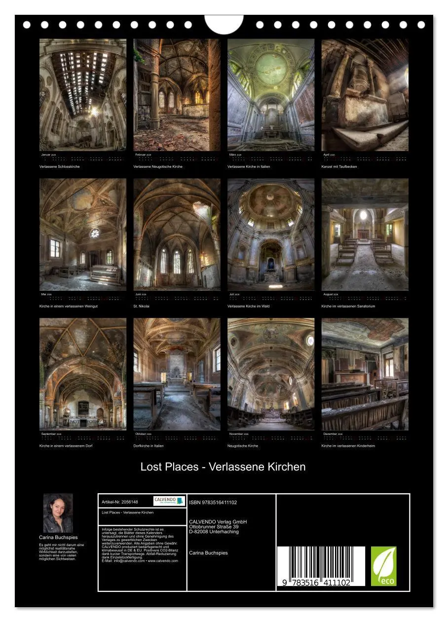 Bild: 9783516411102 | Lost Places - Verlassene Kirchen (Wandkalender 2026 DIN A4 hoch),...