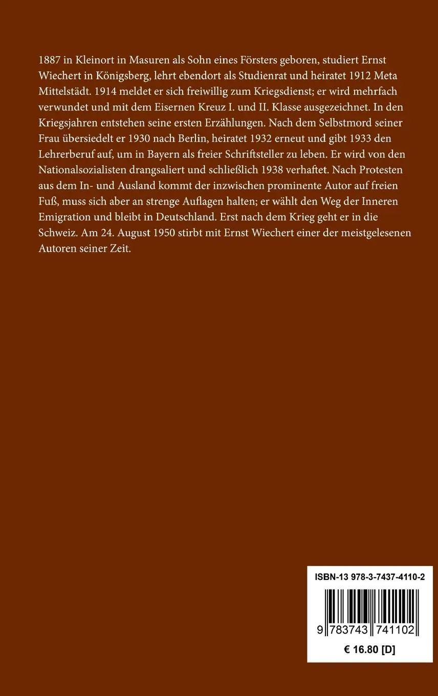 Rückseite: 9783743741102 | Hirtennovelle / Der brennende Dornbusch | Zwei Erzählungen | Wiechert