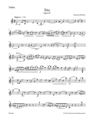 Bild: 9790006541102 | Trio für Violine, Violoncello und Klavier op. 87, Partitur und Stimmen