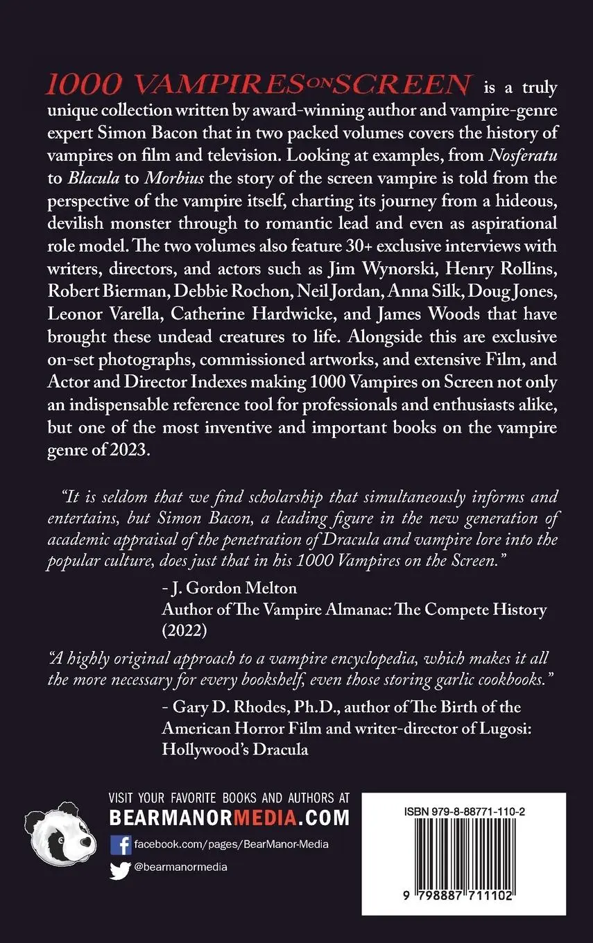 Rückseite: 9798887711102 | 1000 Vampires on Screen, Vol. 1 (hardback) | A-J | Simon Bacon | Buch
