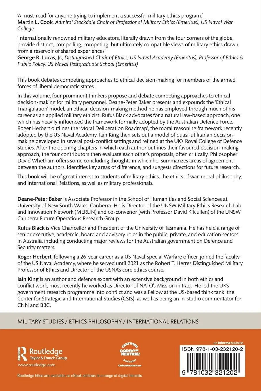 Rückseite: 9781032321202 | Ethics at War | How Should Military Personnel Make Ethical Decisions?