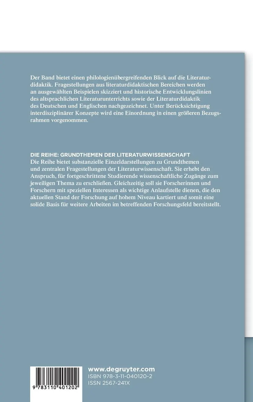Rückseite: 9783110401202 | Grundthemen der Literaturwissenschaft: Literaturdidaktik | Lütge | X