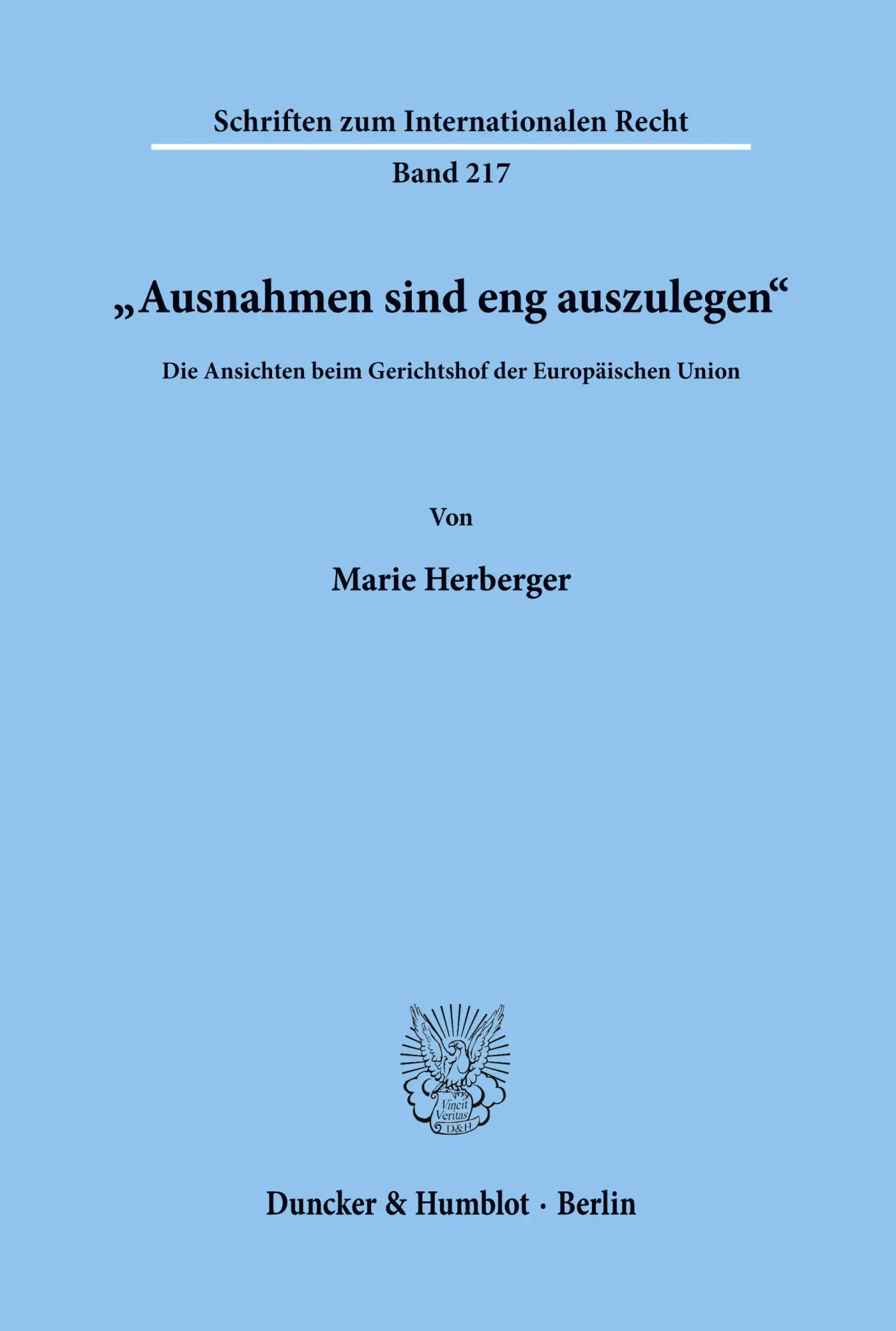 Cover: 9783428151202 | "Ausnahmen sind eng auszulegen«. | Marie Herberger | Taschenbuch