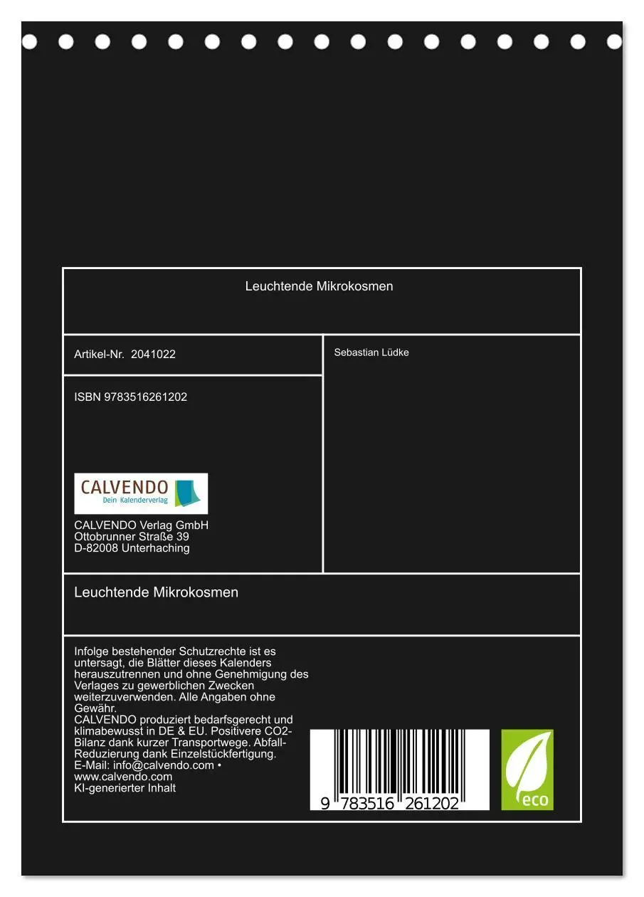 Bild: 9783516261202 | Leuchtende Mikrokosmen (Tischkalender 2026 DIN A5 hoch), CALVENDO...