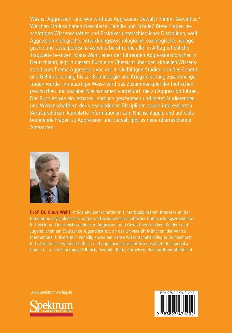 Rückseite: 9783827431202 | Aggression und Gewalt | Klaus Wahl | Taschenbuch | x | Deutsch | 2012