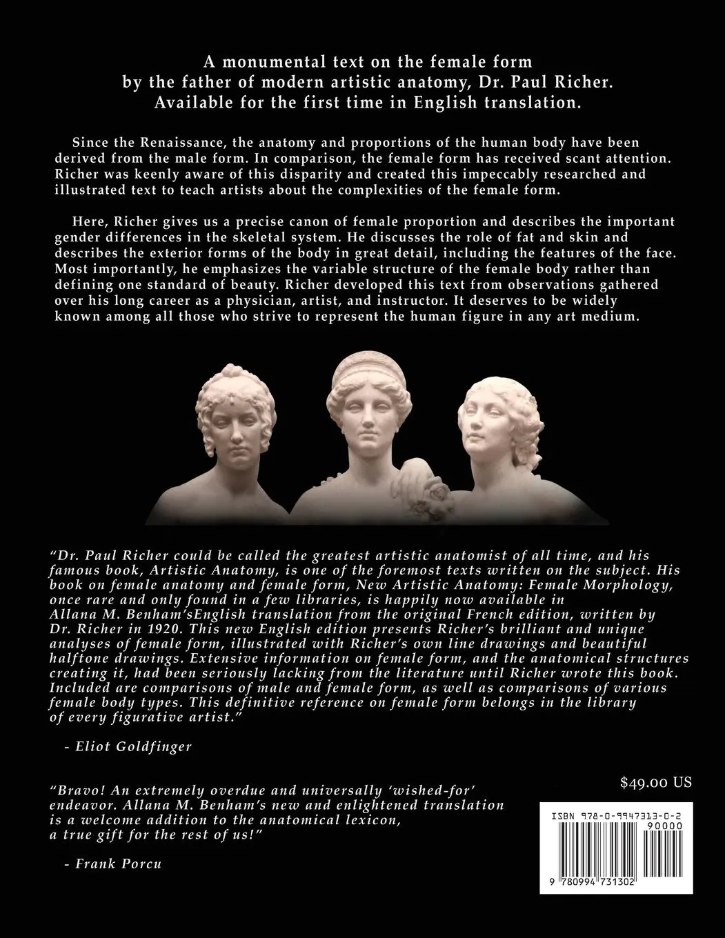 Rückseite: 9780994731302 | New Artistic Anatomy | Female Morphology | Paul Richer | Taschenbuch