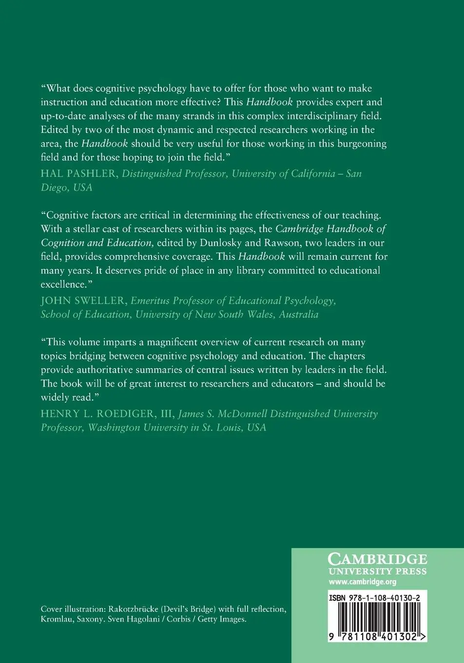 Rückseite: 9781108401302 | The Cambridge Handbook of Cognition and Education | Dunlosky (u. a.)