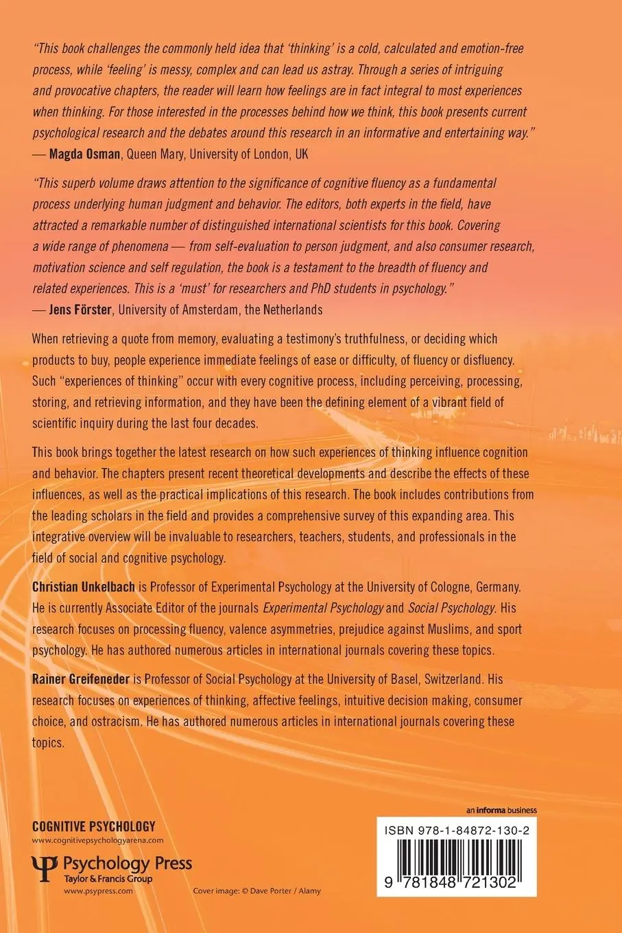 Rückseite: 9781848721302 | The Experience of Thinking | Christian Unkelbach (u. a.) | Taschenbuch