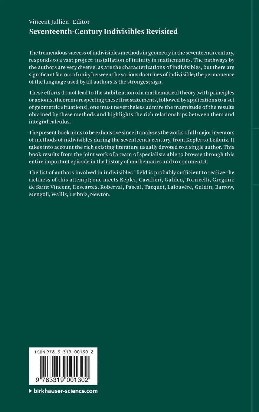 Rückseite: 9783319001302 | Seventeenth-Century Indivisibles Revisited | Vincent Jullien | Buch Rückseite: 9783319001302 | Seventeenth-Century Indivisibles Revisited | Vincent Jullien | Buch