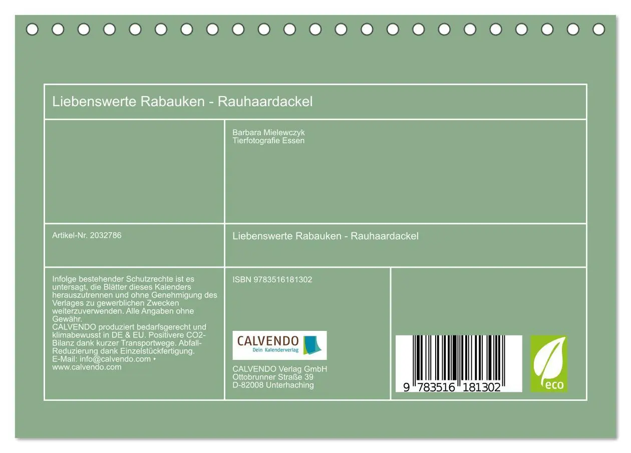 Bild: 9783516181302 | Liebenswerte Rabauken - Rauhaardackel (Tischkalender 2026 DIN A5...