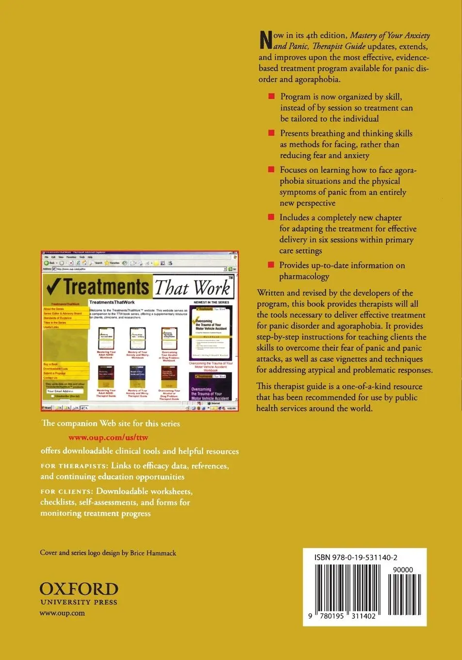 Rückseite: 9780195311402 | Mastery of Your Anxiety and Panic | Therapist Guide | Craske (u. a.)