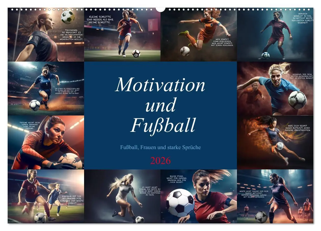 Cover: 9783457531402 | Motivation und Fußball (Wandkalender 2026 DIN A2 quer), CALVENDO...