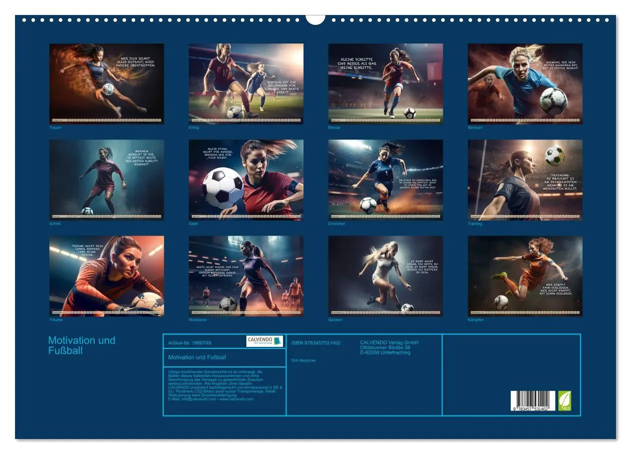 Bild: 9783457531402 | Motivation und Fußball (Wandkalender 2026 DIN A2 quer), CALVENDO...