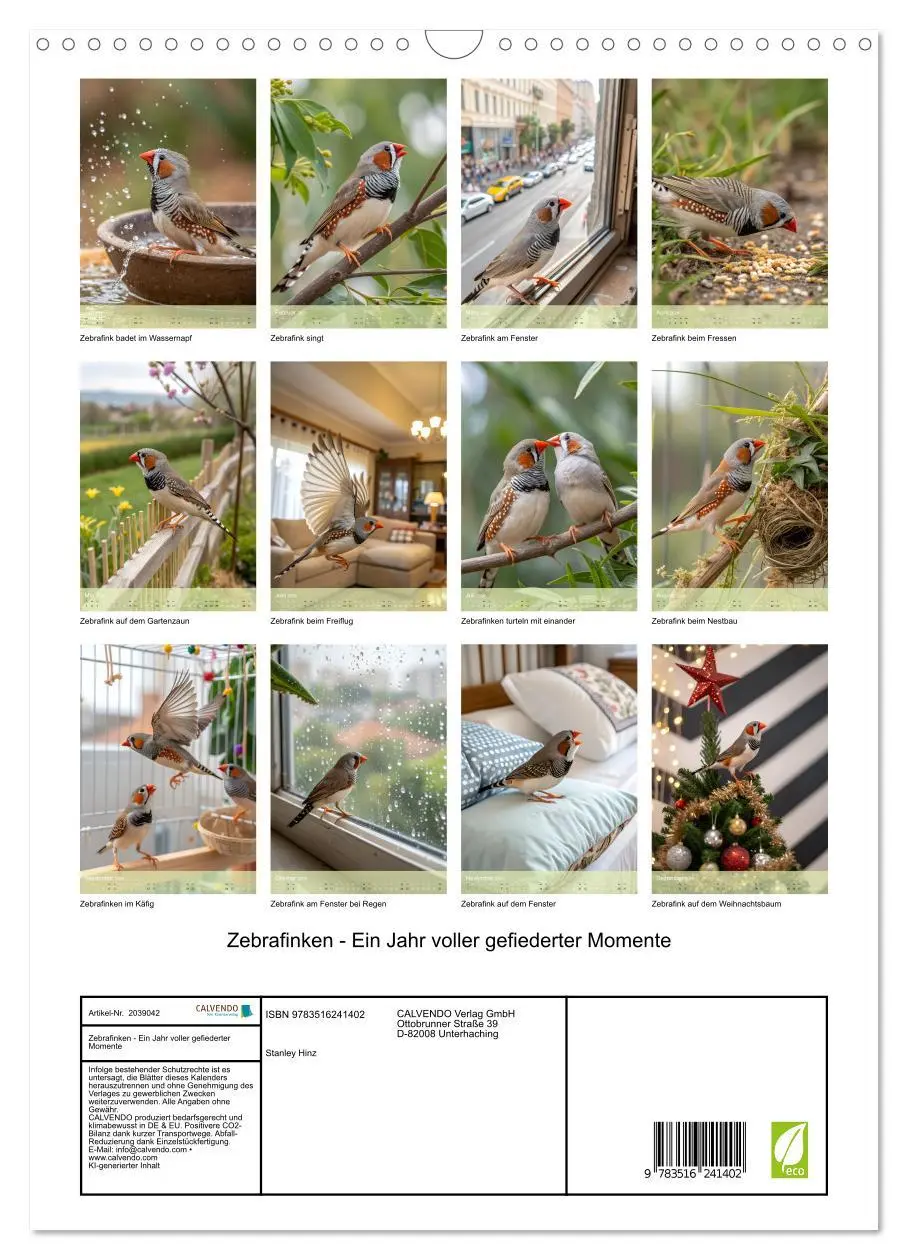 Bild: 9783516241402 | Zebrafinken - Ein Jahr voller gefiederter Momente (Wandkalender...